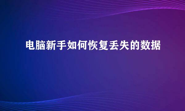 电脑新手如何恢复丢失的数据