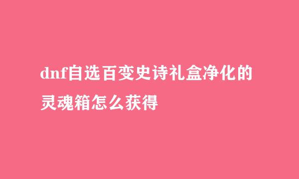 dnf自选百变史诗礼盒净化的灵魂箱怎么获得