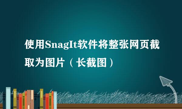 使用SnagIt软件将整张网页截取为图片（长截图）