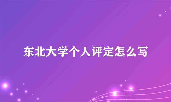 东北大学个人评定怎么写