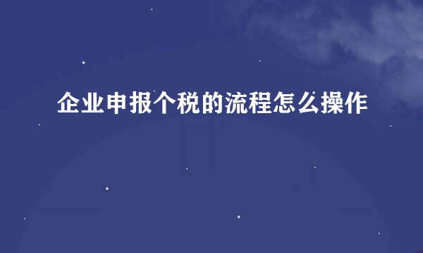 企业申报个税的流程怎么操作