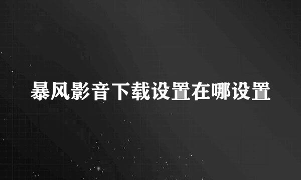 暴风影音下载设置在哪设置