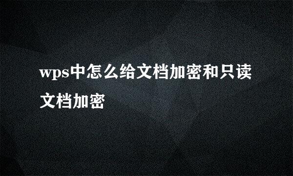 wps中怎么给文档加密和只读文档加密
