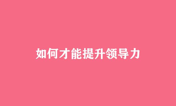 如何才能提升领导力