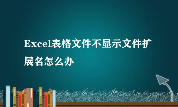 Excel表格文件不显示文件扩展名怎么办