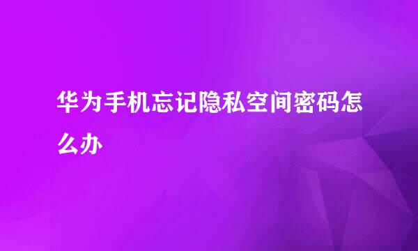 华为手机忘记隐私空间密码怎么办