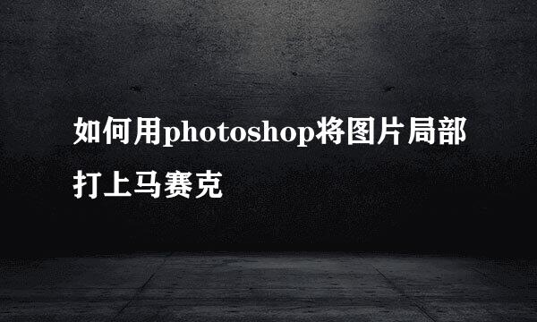 如何用photoshop将图片局部打上马赛克