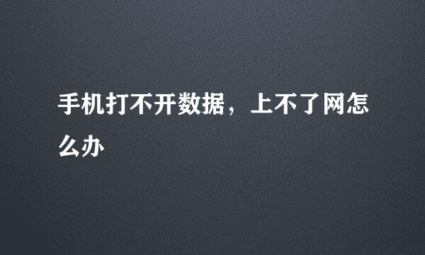 手机打不开数据，上不了网怎么办