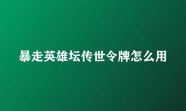 暴走英雄坛传世令牌怎么用