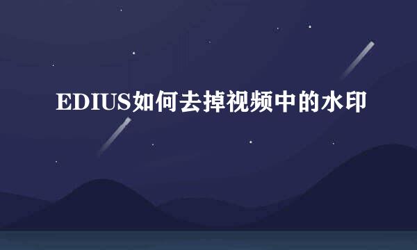 EDIUS如何去掉视频中的水印