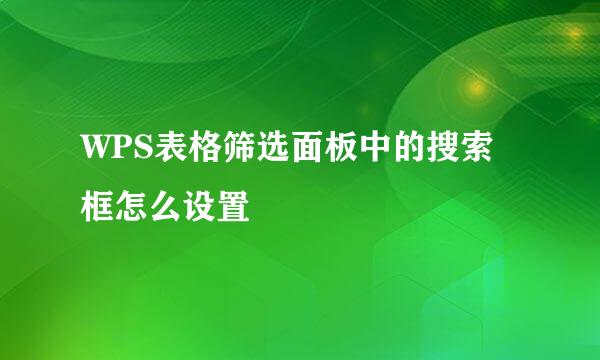 WPS表格筛选面板中的搜索框怎么设置