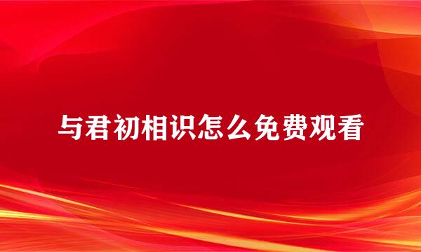 与君初相识怎么免费观看