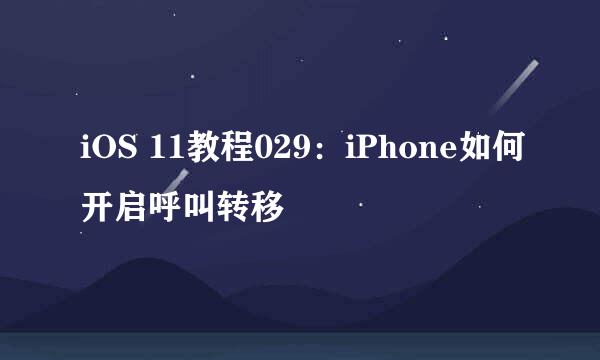 iOS 11教程029：iPhone如何开启呼叫转移