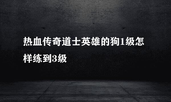 热血传奇道士英雄的狗1级怎样练到3级