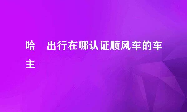 哈啰出行在哪认证顺风车的车主