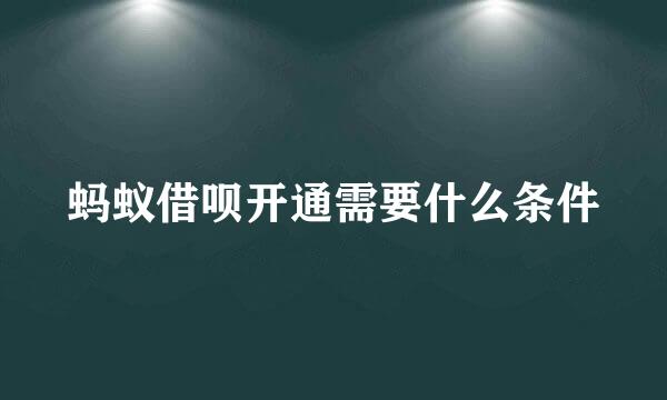蚂蚁借呗开通需要什么条件
