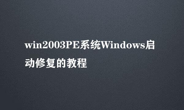 win2003PE系统Windows启动修复的教程