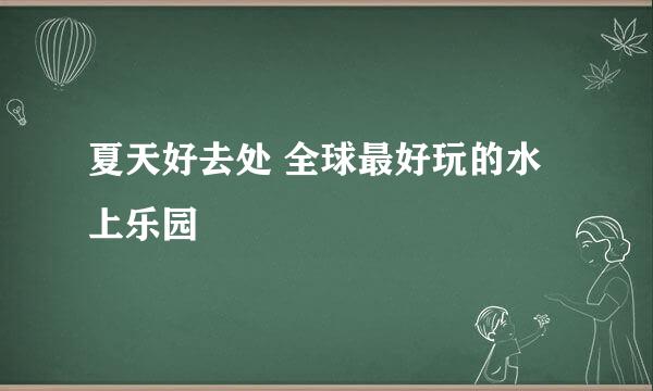 夏天好去处 全球最好玩的水上乐园
