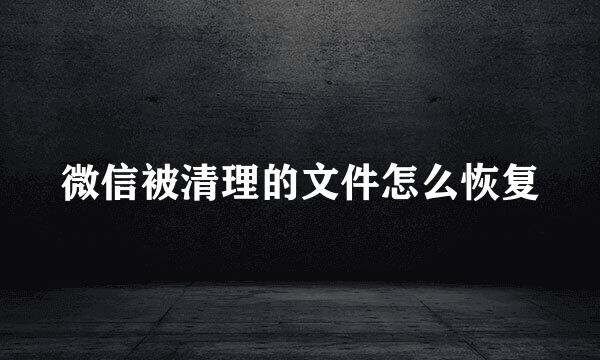 微信被清理的文件怎么恢复