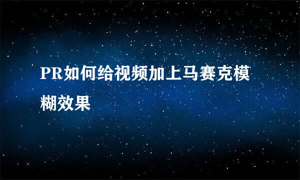 PR如何给视频加上马赛克模糊效果