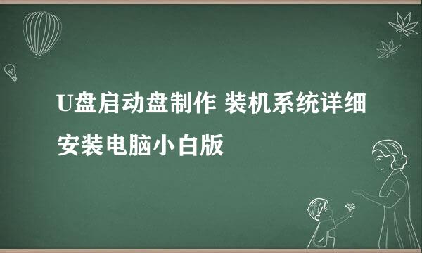 U盘启动盘制作 装机系统详细安装电脑小白版