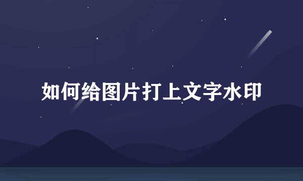 如何给图片打上文字水印
