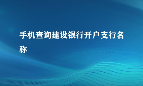 手机查询建设银行开户支行名称