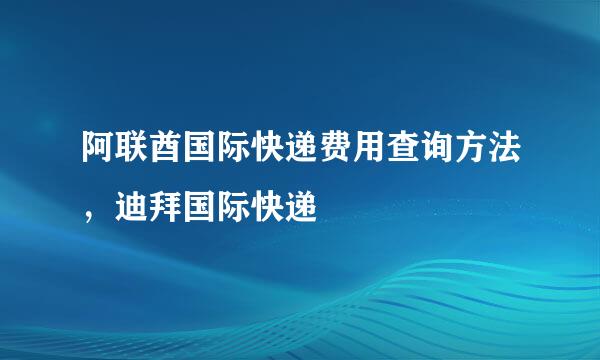 阿联酋国际快递费用查询方法，迪拜国际快递