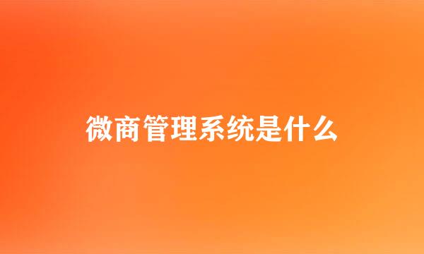 微商管理系统是什么