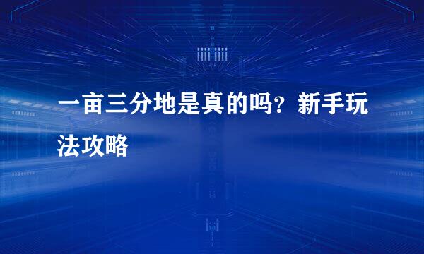 一亩三分地是真的吗？新手玩法攻略
