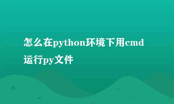 怎么在python环境下用cmd运行py文件