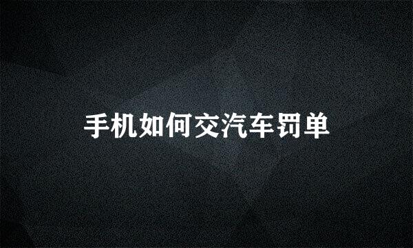 手机如何交汽车罚单