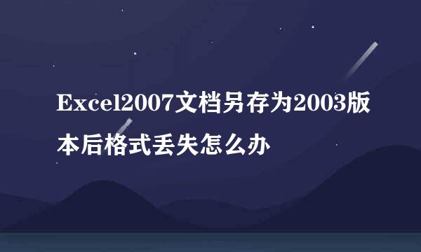 Excel2007文档另存为2003版本后格式丢失怎么办