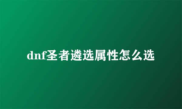 dnf圣者遴选属性怎么选