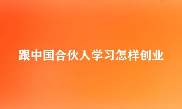 跟中国合伙人学习怎样创业