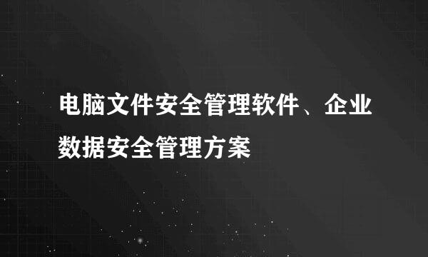 电脑文件安全管理软件、企业数据安全管理方案
