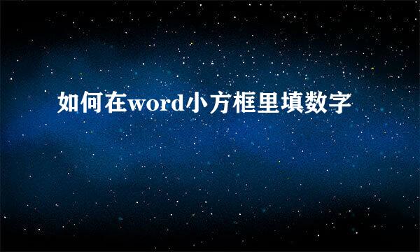 如何在word小方框里填数字