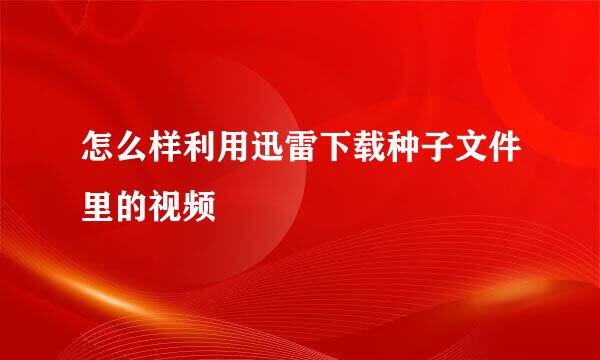 怎么样利用迅雷下载种子文件里的视频