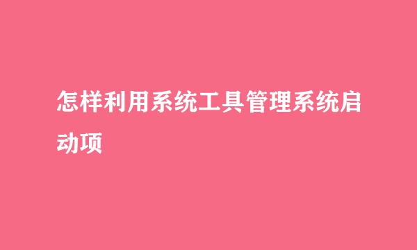 怎样利用系统工具管理系统启动项
