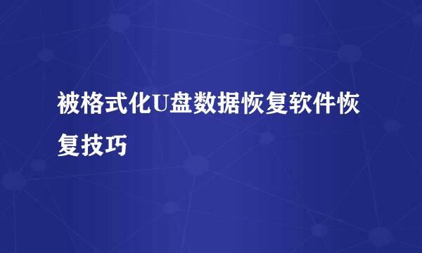被格式化U盘数据恢复软件恢复技巧