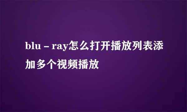 blu－ray怎么打开播放列表添加多个视频播放