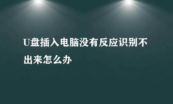 U盘插入电脑没有反应识别不出来怎么办