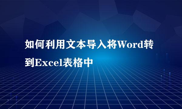 如何利用文本导入将Word转到Excel表格中