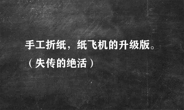 手工折纸，纸飞机的升级版。（失传的绝活）