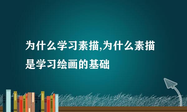 为什么学习素描,为什么素描是学习绘画的基础