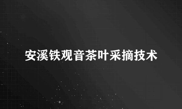 安溪铁观音茶叶采摘技术