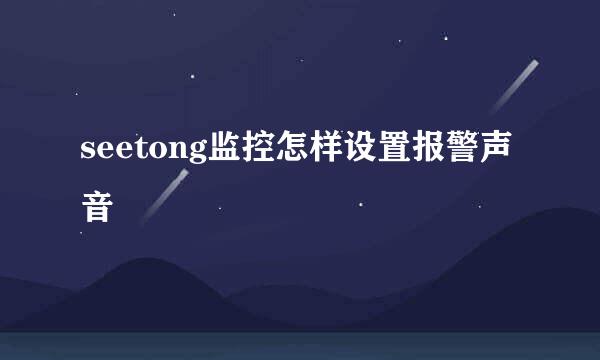 seetong监控怎样设置报警声音