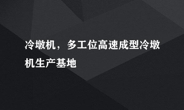 冷墩机，多工位高速成型冷墩机生产基地