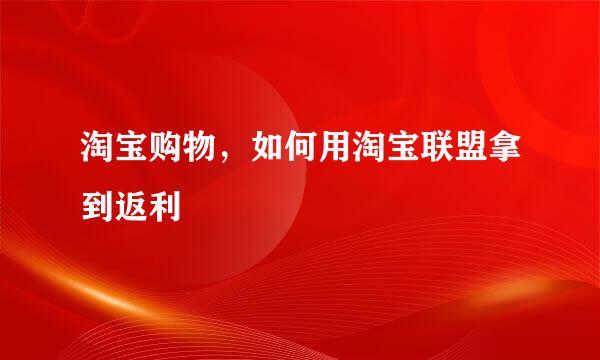 淘宝购物，如何用淘宝联盟拿到返利