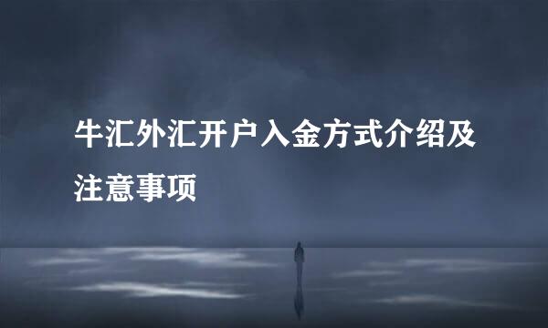 牛汇外汇开户入金方式介绍及注意事项